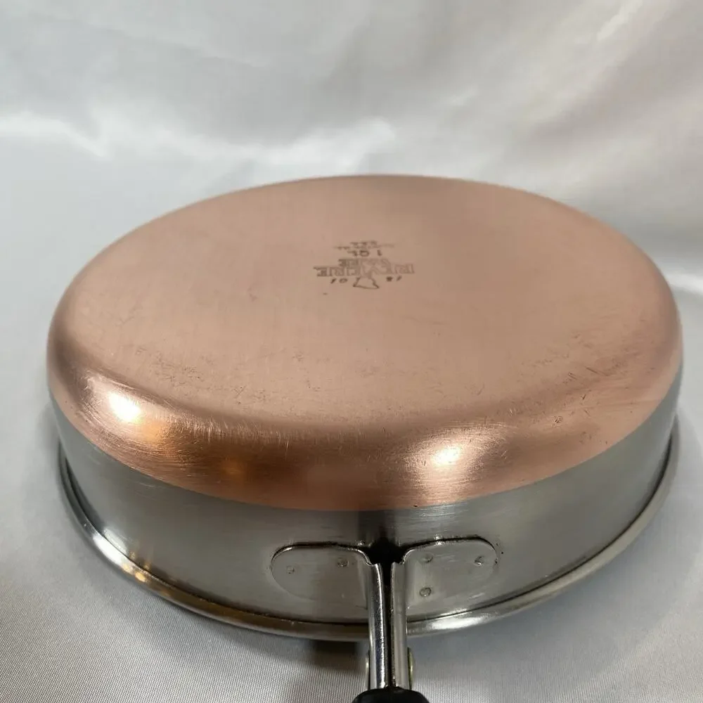 Revere Ware 1 Qt Skillet Frying Pan Saucepan Copper Bottom Stainless Clinton USA